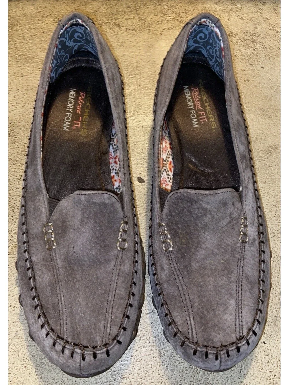Womens Skechers Relaxed Fit Air-Cooled Memory Foam Brown Suede Slip-On Shoes 9